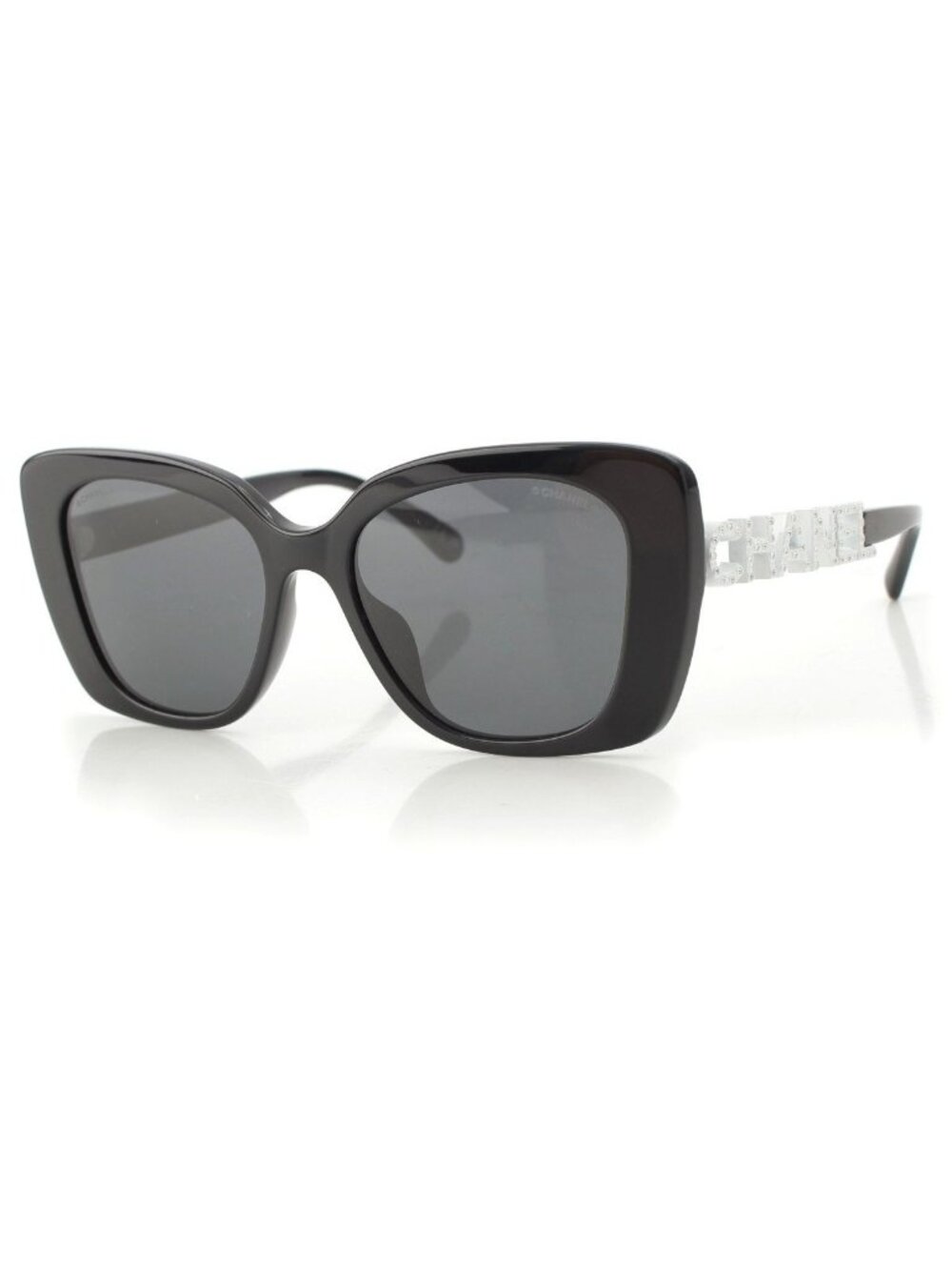 Chanel CC Logo Butterfly Strass Stone Sunglasses Eyewear White